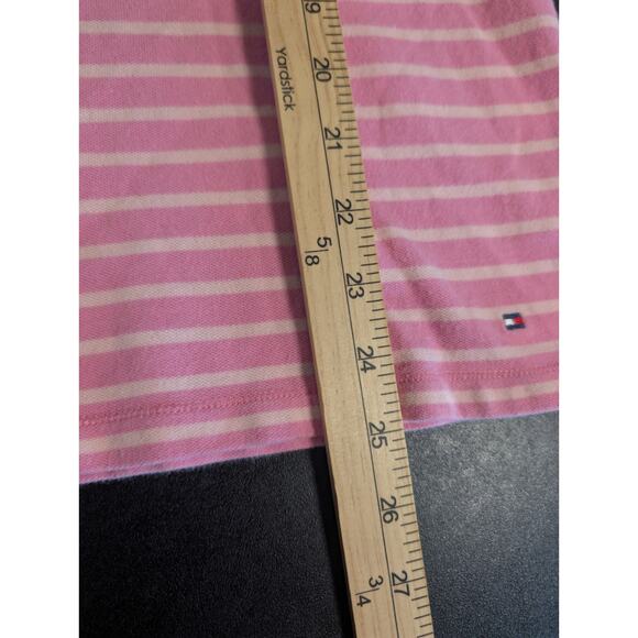 Tommy Hilfiger Shirt Women's Pink Striped V-neck Short Sleeves Tshirt Size XL - Picture 10 of 12